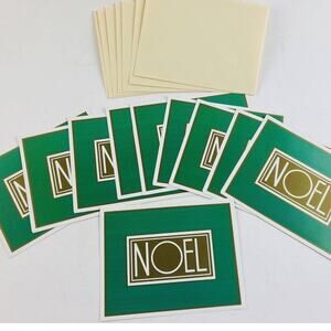 10 Vintage Christmas "Noel" Greeting Cards GIBSON Cleo Inc. Teal Green Made USA